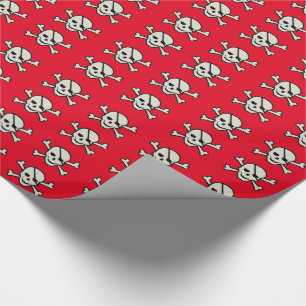 Skull - rotes glänzendes Papier, 30" x 15' Geschenkpapier