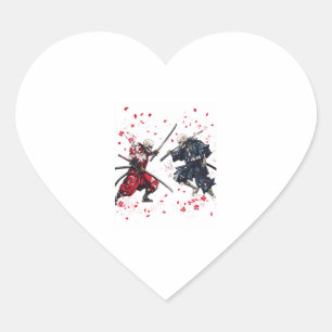 Skull Samurai Duel Herz-Aufkleber