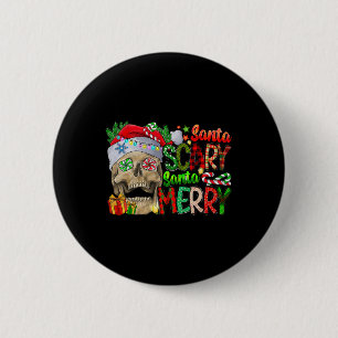 Skull Santa Beängstigend Santa Merry Weihnachtsmat Button