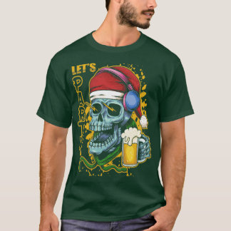 Skull Santa Lasse Bier Party T-Shirt