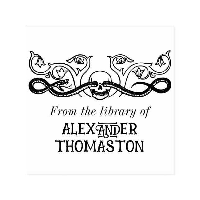Skull, Schlange Botanischer Bibliotheksname Permastempel (Design)