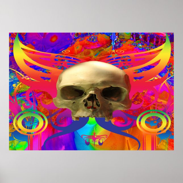 Skull-Schmetterling in Farbe Poster (Vorne)