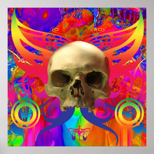 Skull-Schmetterling in Farbe Poster (Vorne)