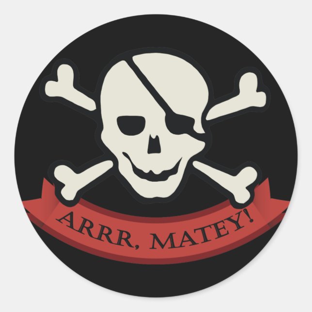 Skull - Schwarz Klassischer Rundaufkleber, glänzen Runder Aufkleber (Vorderseite)