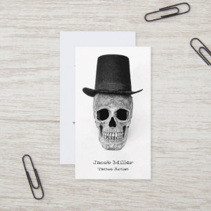 Skull Schwarz-weiß Gothic Vintag Tattoo Artist Visitenkarte