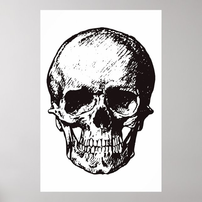 Skull Schwarz-weiß Pop Art Fantasy Art Heavy Metal Poster (Vorne)