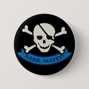 Skull - Schwarzer Standard, 2¼ Zoll Rundtaste Button