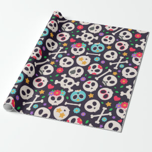 Skull set. Seamless pattern with flat design of sk Geschenkpapier