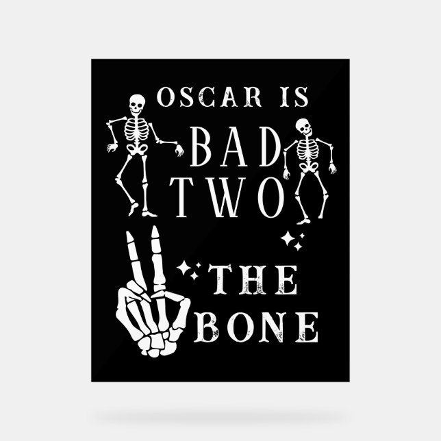 Skull Skeleton Bad to the Bone 2nd Birthday  Acrylschild (Vorderseite)