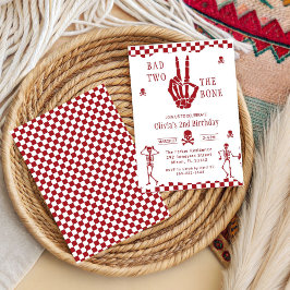 Skull Skeleton Bad to the Bone 2nd Birthday Einladung