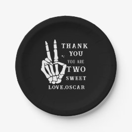 Skull Skeleton Bad to the Bone 2nd Birthday Pappteller