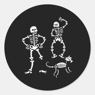 Skull Skeleton, das Halloween-KostümParty läuft Runder Aufkleber