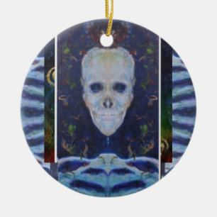 Skull Skeleton Halloween Maureen Girard Spooky Keramik Ornament