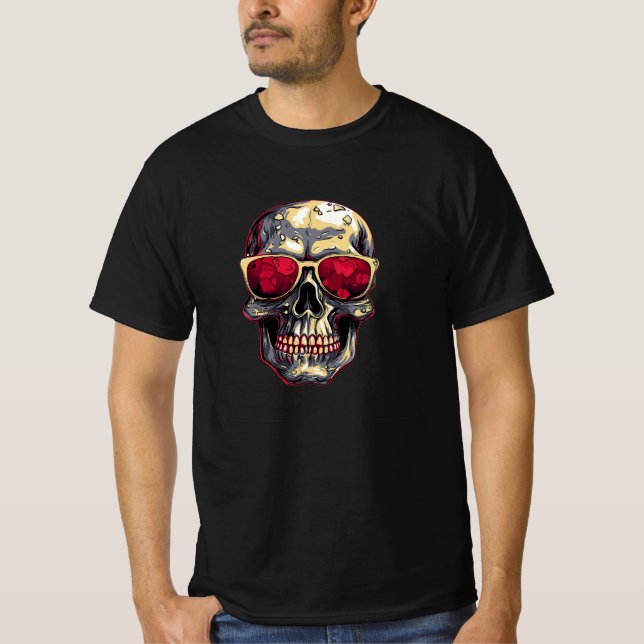 Skull Skeleton Human Head Logo Art T-Shirt (Vorderseite)