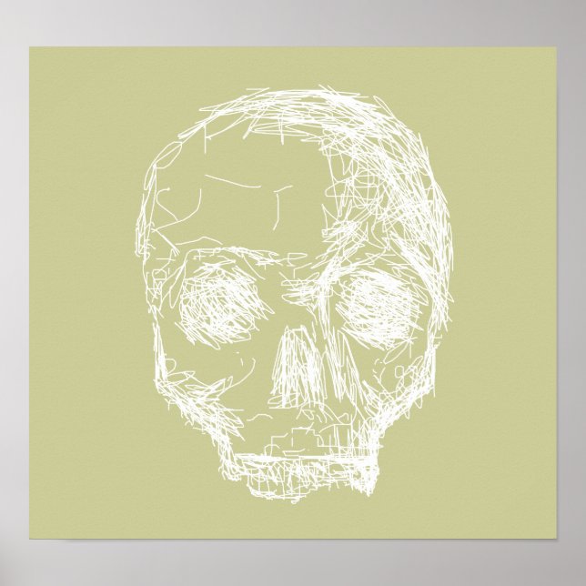 Skull Sketch. Weiß. Poster (Vorne)