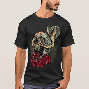 Skull Snake Rose Beängstigender Horror T-Shirt