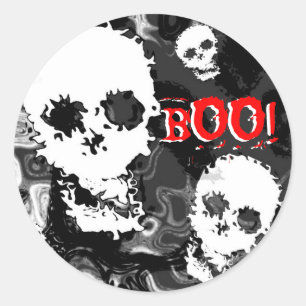 Skull Specters B & W 'BOO' Aufkleber rot Text