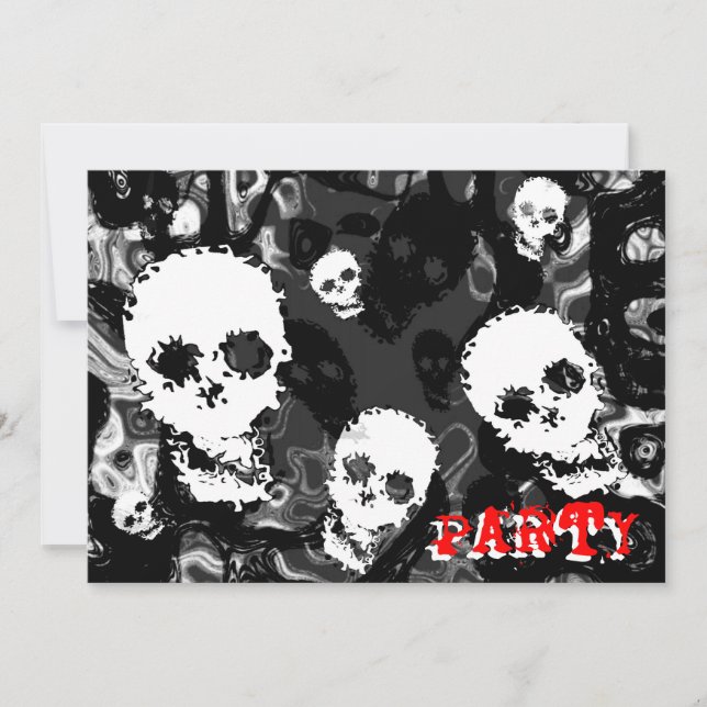 Skull Specters B&W red 'Party' Einladung (Vorderseite)