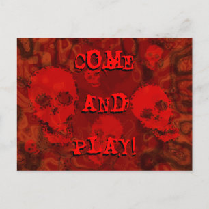 Skull Specters Red 'Come and Play' Postkarte