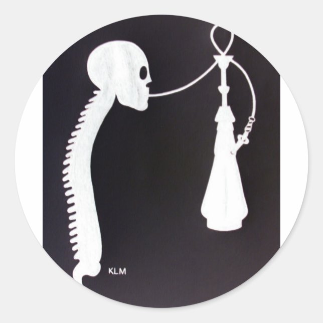 Skull&Spine w/Hookah Runder Aufkleber (Vorderseite)