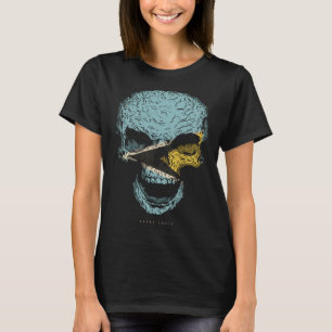 Skull St Lucia Flag Skeletto St Lucian Roots T-Shirt