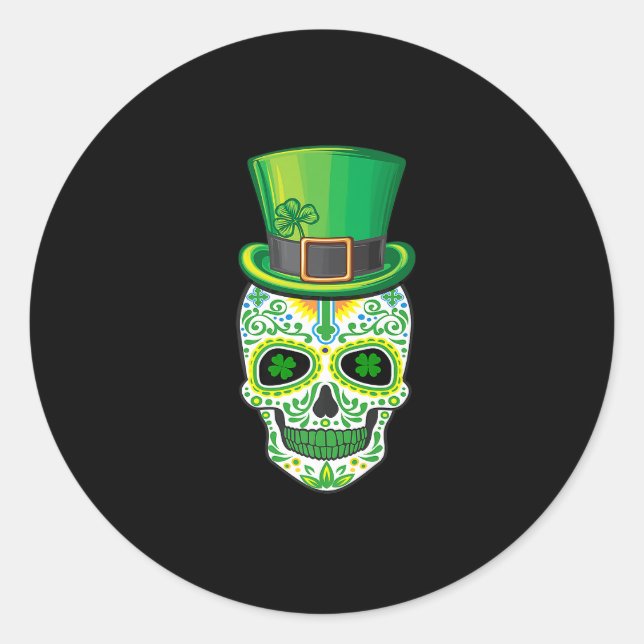 Skull St Patricks Day Irish Funny Saint Patricks D Runder Aufkleber (Vorderseite)
