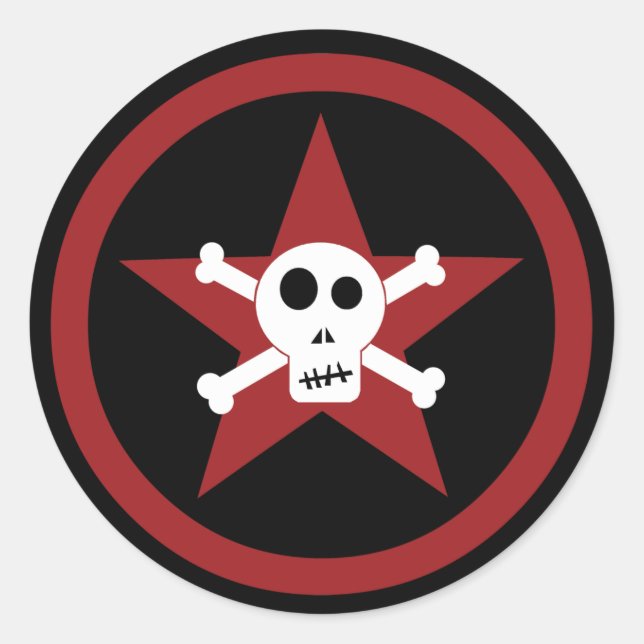 Skull & Star Classic Round Sticker (Vorderseite)