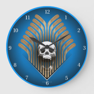 Skull & Sticks (Hockey) Große Wanduhr