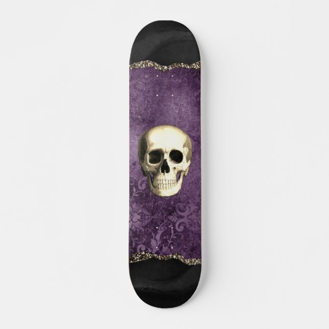 Skull störte Dunkle Moody Lila Gothic Glam Skateboard (Vorne)