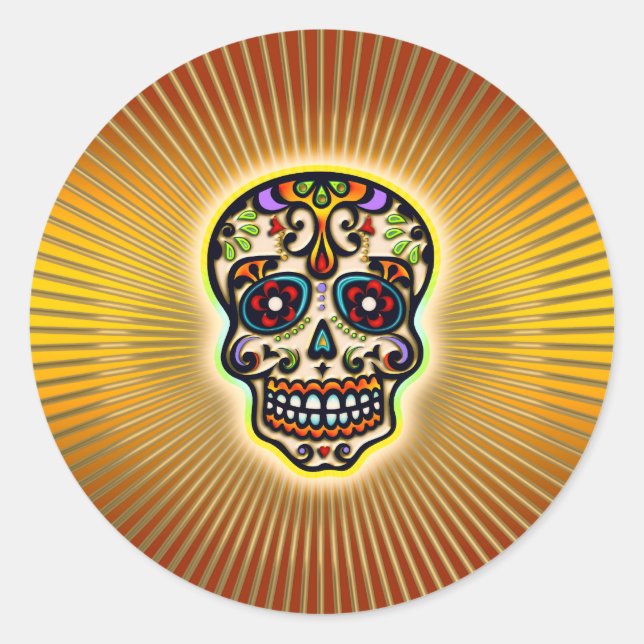 skull-strahlen.png runder aufkleber (Vorderseite)
