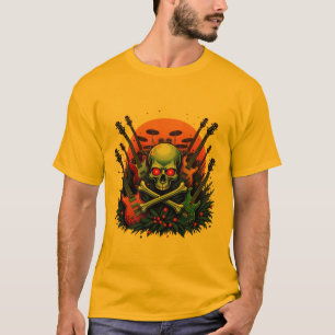 Skull & Strings Apparel Gitarren und Schlagzeug. T-Shirt