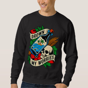 Skull & Sunset Tropical Tattoo   Einzigartige Gesc Sweatshirt