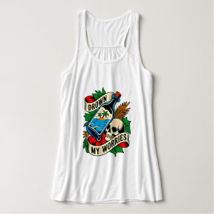Skull & Sunset Tropical Tattoo Einzigartige Gesc Tank Top