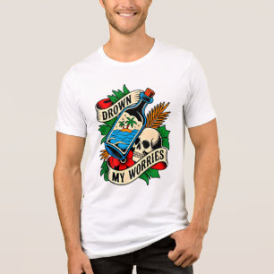 Skull & Sunset Tropical Tattoo Einzigartige Gesc Tri-Blend Shirt