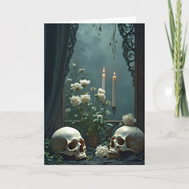 Skull Tableau Halloween Karte (Vorderseite)