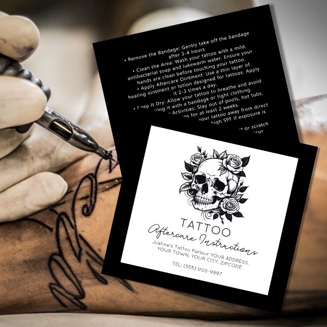 Skull Tattoo Aftercare Instructions Stilvoll Quadratische Visitenkarte (Von Creator hochgeladen)