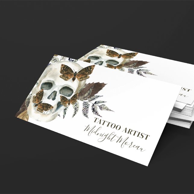 Skull Tattoo Artist QR Code Business Card Visitenkarte (Von Creator hochgeladen)