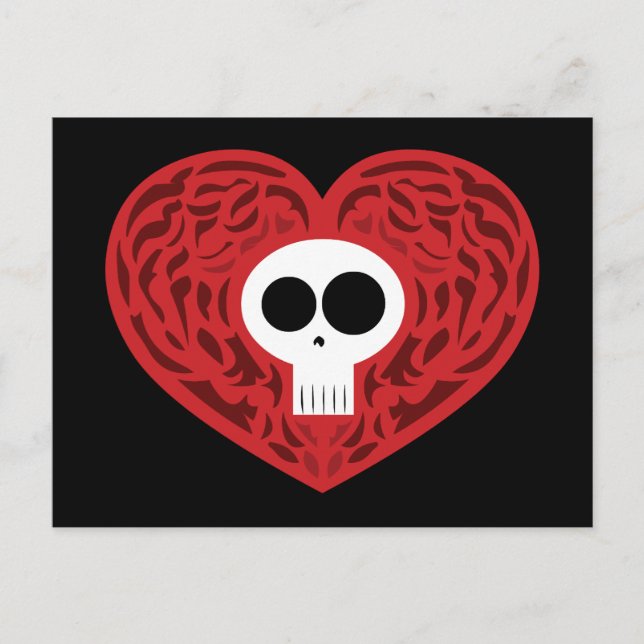 Skull Tattoo Heart Postkarte (Vorderseite)