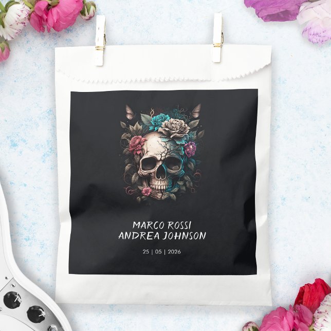 Skull Tattoo Rock and Roll Gothic Wedding Geschenktütchen (Skull Tattoo Rock and Roll Gothic Wedding Favor Bag)