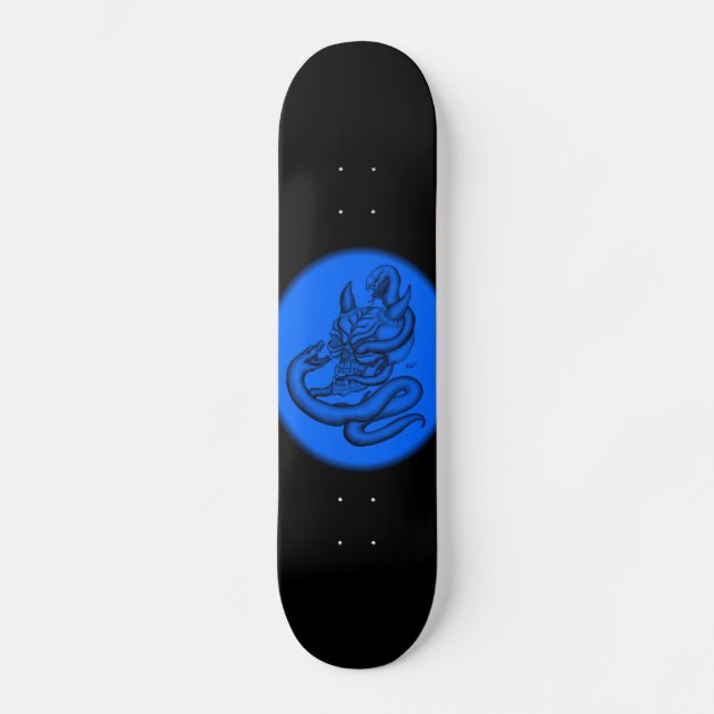 Skull - Teufelschädel mit Schlange Skateboard (Vorderseite)