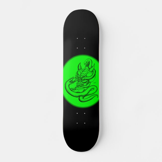 Skull - Teufelschädel mit Schlange Skateboard (Vorderseite)