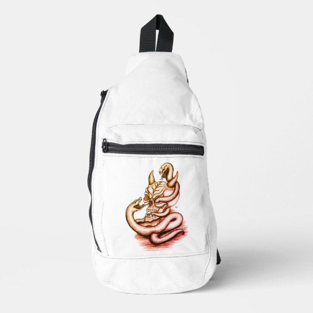 Skull - Teufelskopf mit Schlange Crossbody Bag (Vorderseite)