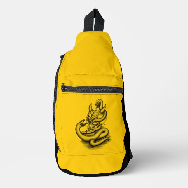 Skull - Teufelskopf mit Schlange Crossbody Bag (Vorderseite)