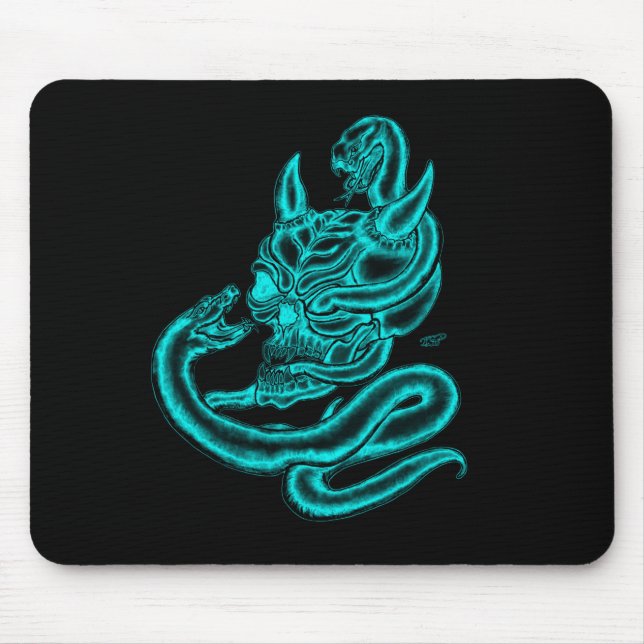 Skull - Teufelskopf mit Schlange Mousepad (Vorne)
