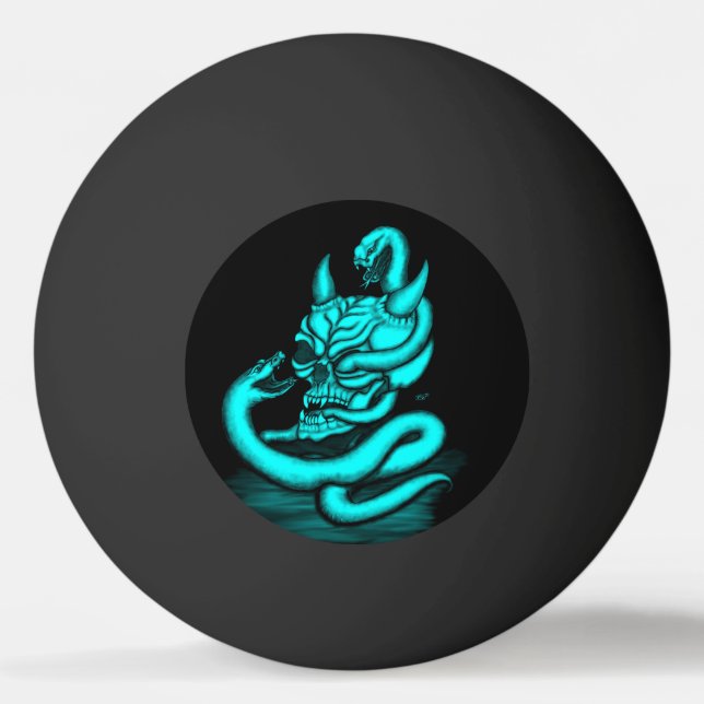 Skull - Teufelskopf mit Schlange Tischtennisball (Rückseite)