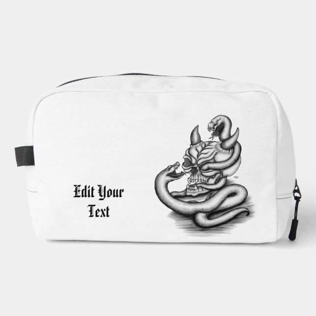 Skull - Teufelskopf mit Schlange Waschbeutel (Vorderseite)