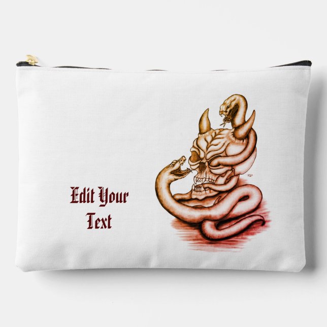 Skull - Teufelskopf mit Schlange Zubehörtasche (Vorderseite)