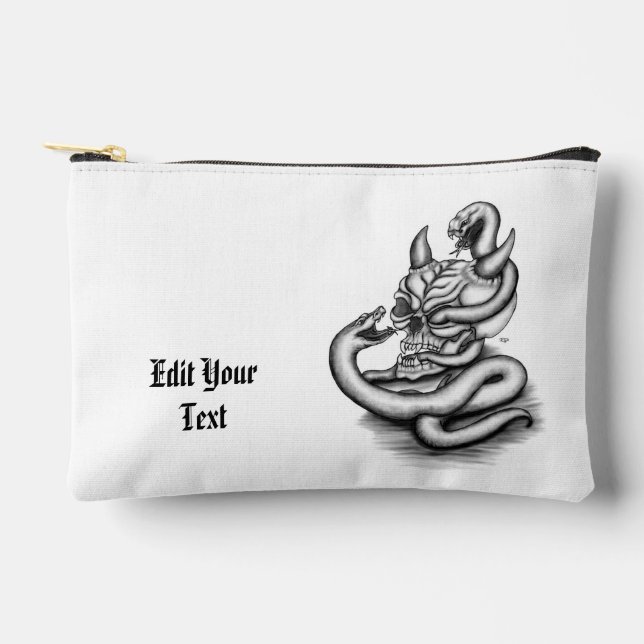 Skull - Teufelskopf mit Schlange Zubehörtasche (Vorderseite)