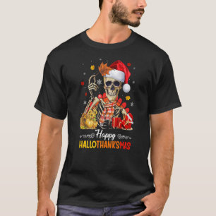 Skull Thankgiving Pumpkin Fall Skull Happy Halloth T-Shirt