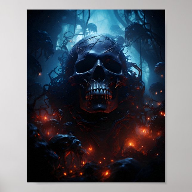 Skull Theme Phantastisch Halloween Beängstigend Sk Poster (Vorne)